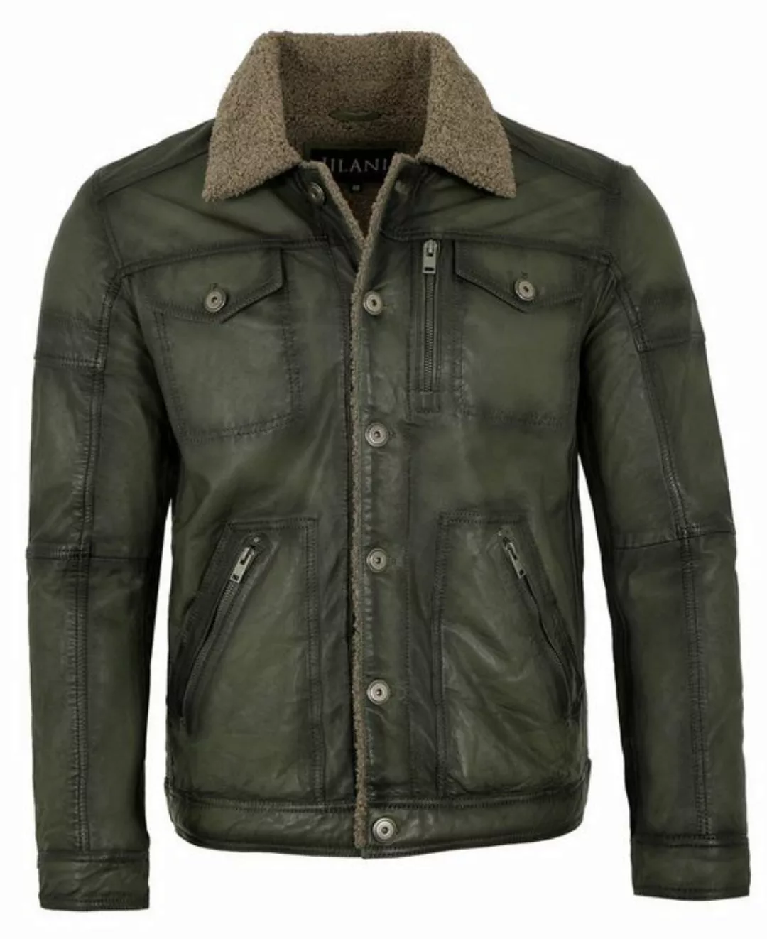 Jilani Lederjacke Hajo-2 Jilani - Herren Lederjacke Lammnappa Kunstfell grü günstig online kaufen