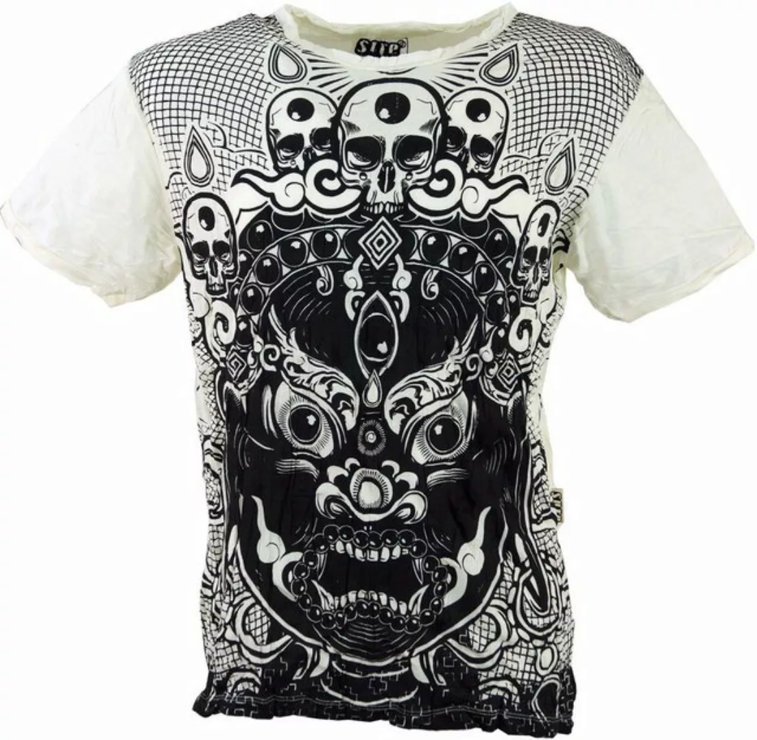 Guru-Shop T-Shirt Sure Herren T-Shirt Dämon - weiß alternative Bekleidung, günstig online kaufen