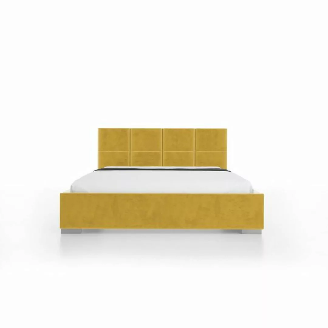 Beautysofa Polsterbett Axel (Doppelbett aus Velours-Bezug, Bett mit Holzges günstig online kaufen
