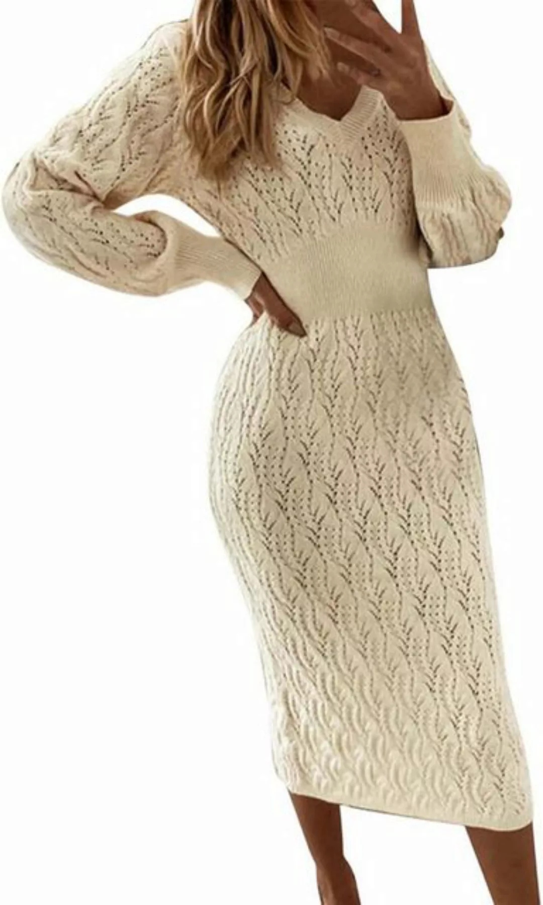 KIKI Strickkleid Strickkleid Damen Herbst Winter Partykleid Elegant Slim-Fi günstig online kaufen