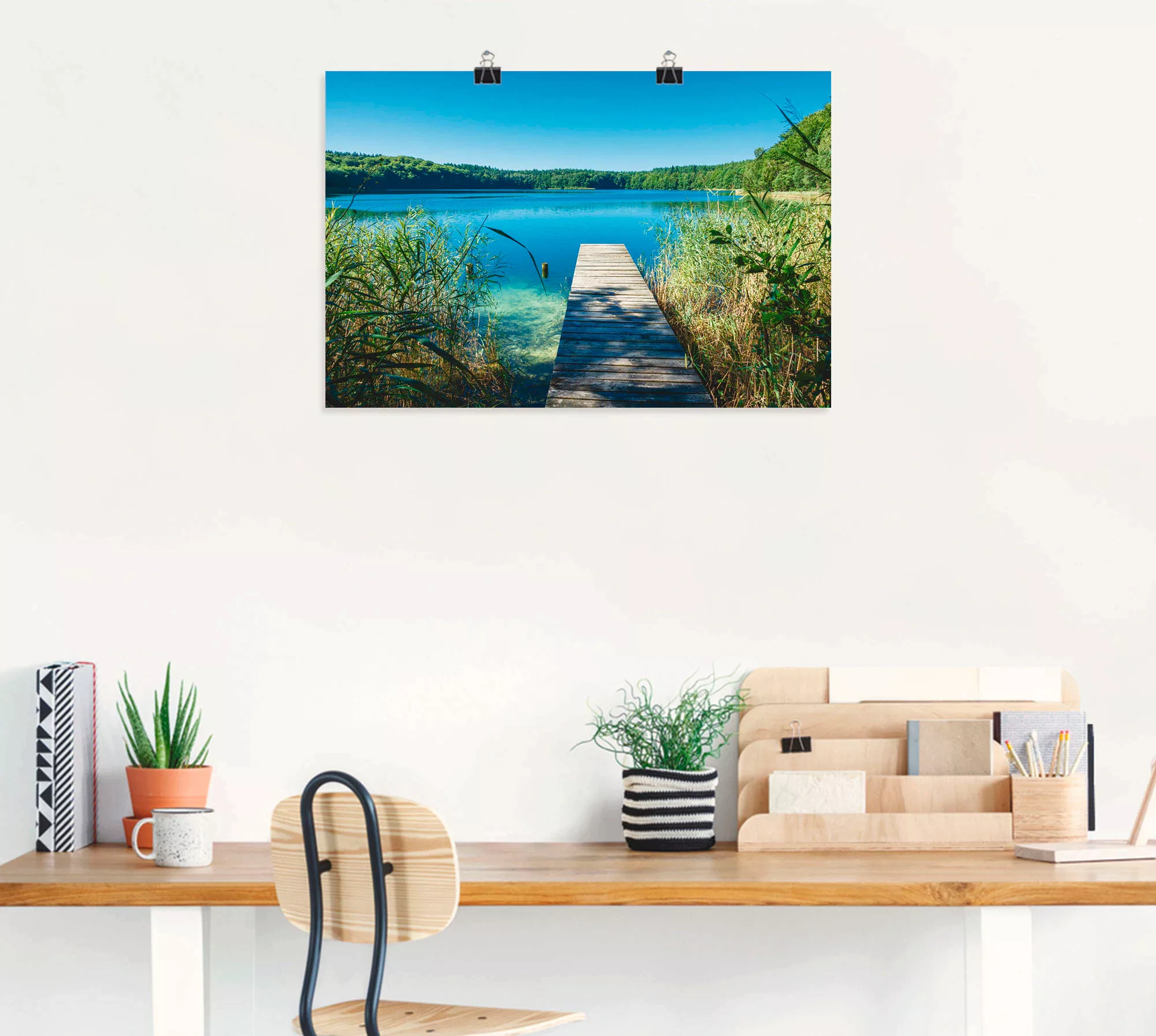 Artland Wandbild "Landschaft am See Steg", Gewässer, (1 St.), als Poster, W günstig online kaufen