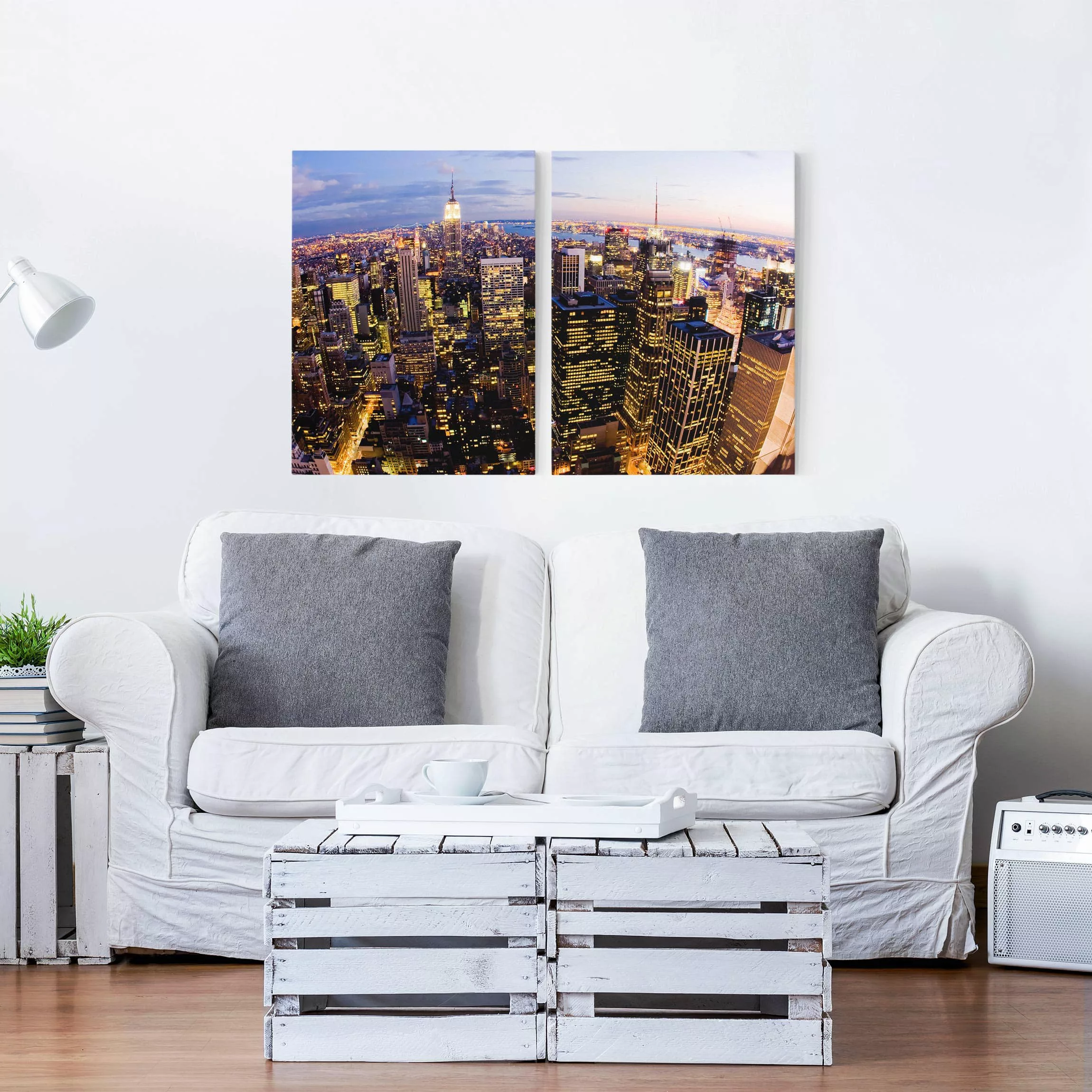 2-teiliges Leinwandbild Architektur & Skyline - Querformat New York Skyline günstig online kaufen