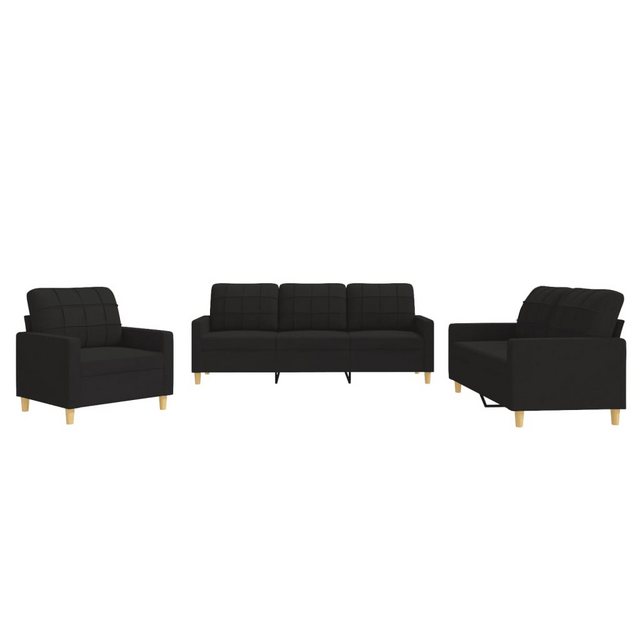 vidaXL Sofa Sofagarnitur mit Kissen Stoff, Standard, Schwarz günstig online kaufen