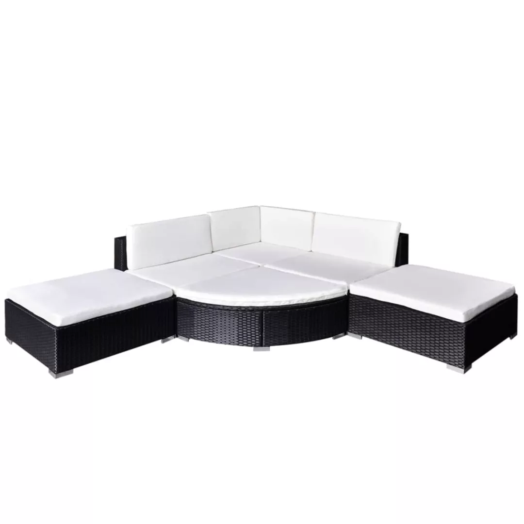 Vidaxl 6-tlg. Garten-lounge-set Mit Kissen Poly Rattan Schwarz günstig online kaufen