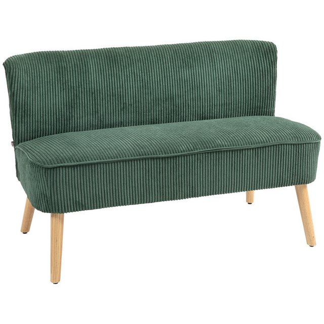 HOMCOM 2-Sitzer Sofa, Couch mit Kordoptik, Holzbeine, Doppelsofa 1 Teile, f günstig online kaufen