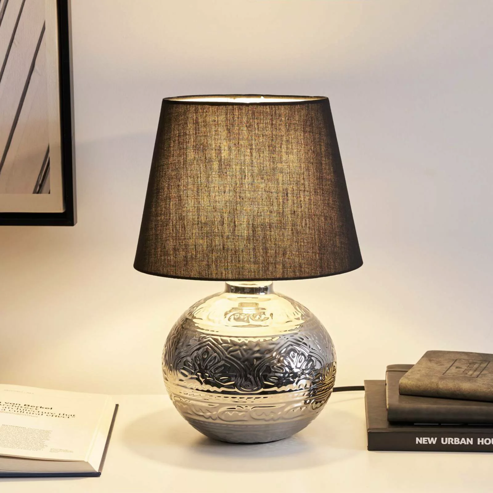 Pauleen Touch of Silver Tischlampe mit Keramikfuß günstig online kaufen