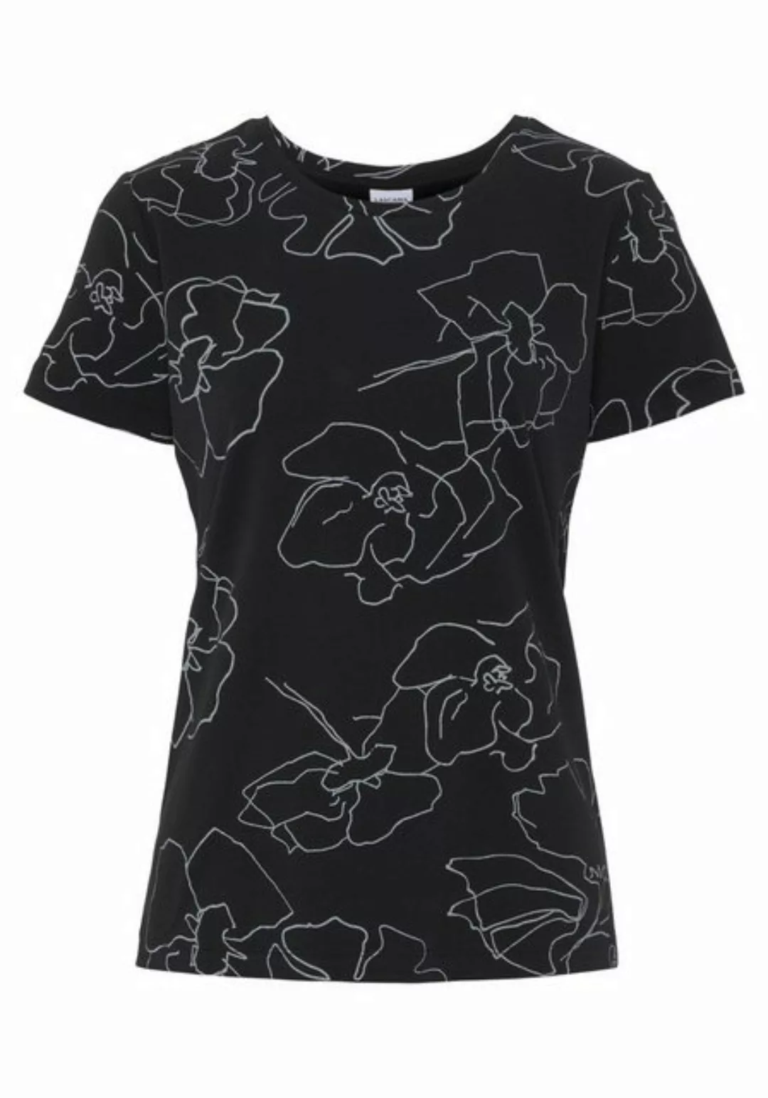LASCANA Kurzarmshirt -T-Shirt mit Blütendruck, Loungewear günstig online kaufen