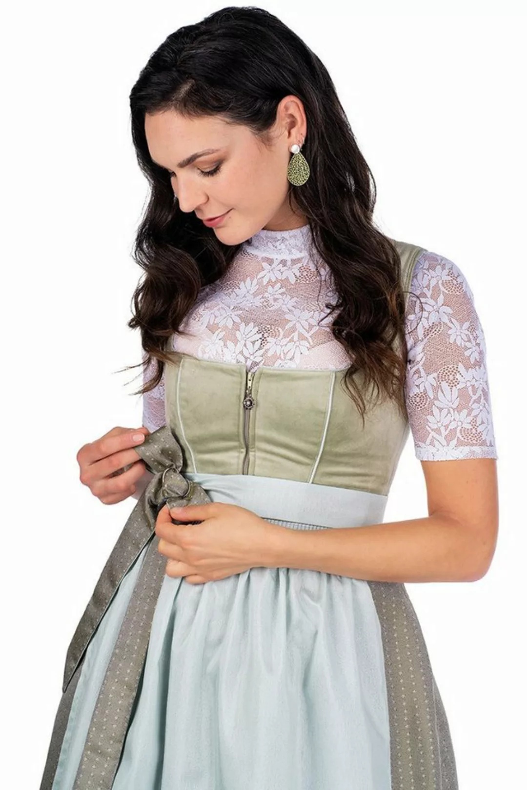 Spieth & Wensky Dirndl Samt Dirndl 2tlg. - DOREEN - mintgrün günstig online kaufen