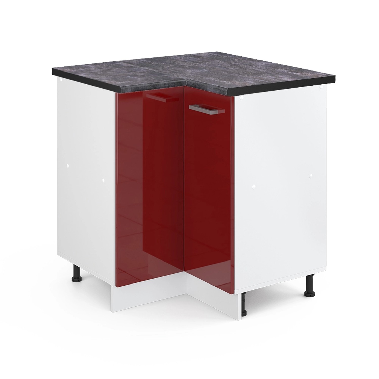 Vicco Eckunterschrank R-Line, Bordeaux Hochglanz/Weiß, 75.6 günstig online kaufen