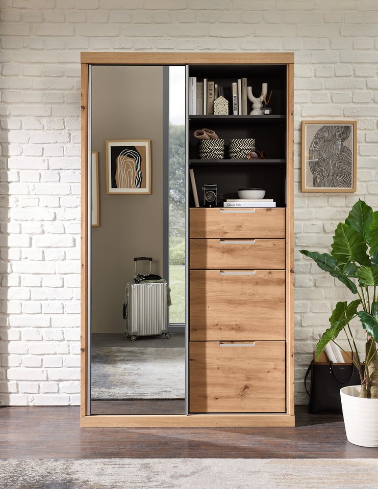 Innostyle Garderobenschrank SINGLE TWO (1-St) 1 Spiegel-/Schiebetür, 2 Schu günstig online kaufen