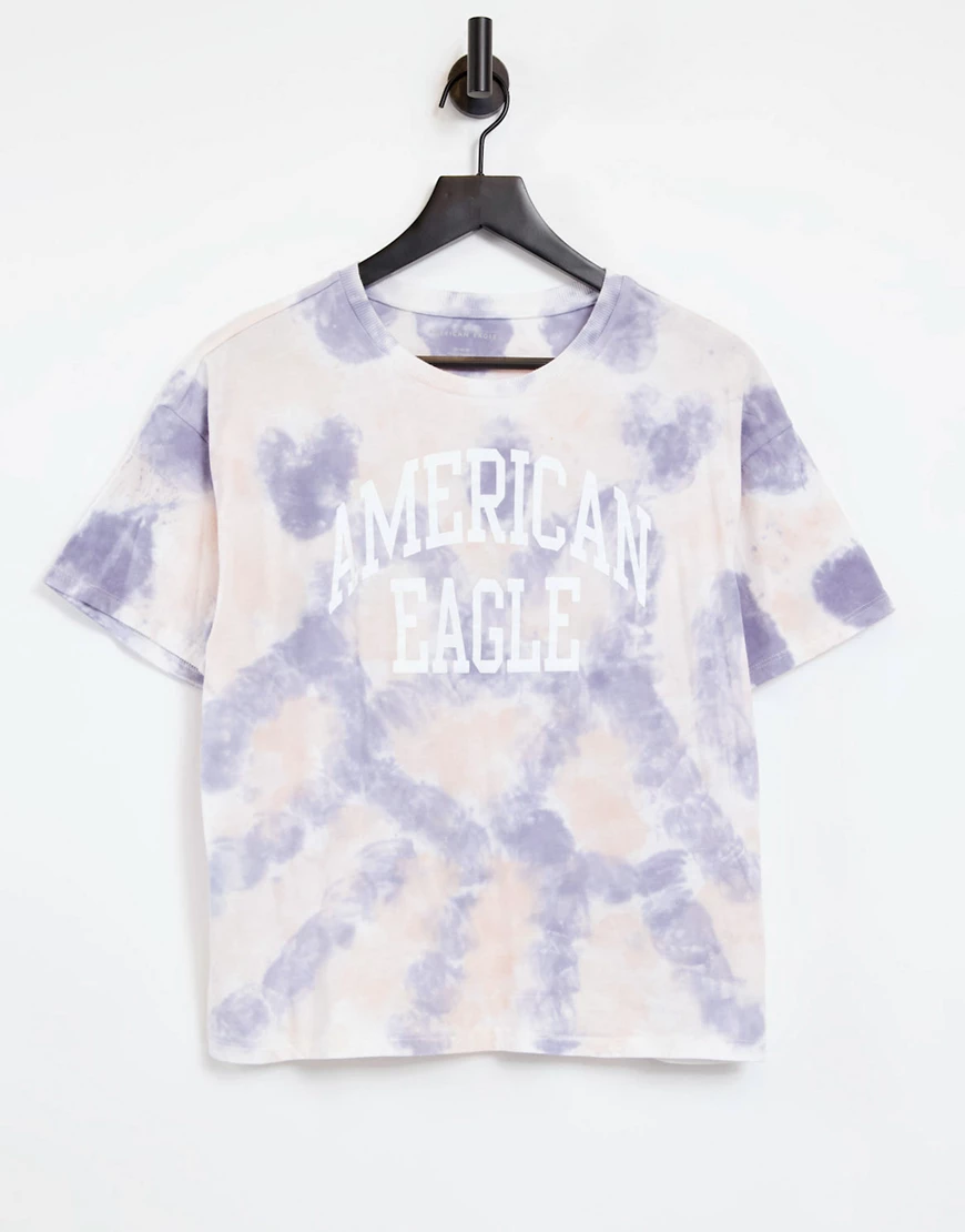 American Eagle – T-Shirt mit Logo und Batikmuster-Mehrfarbig günstig online kaufen