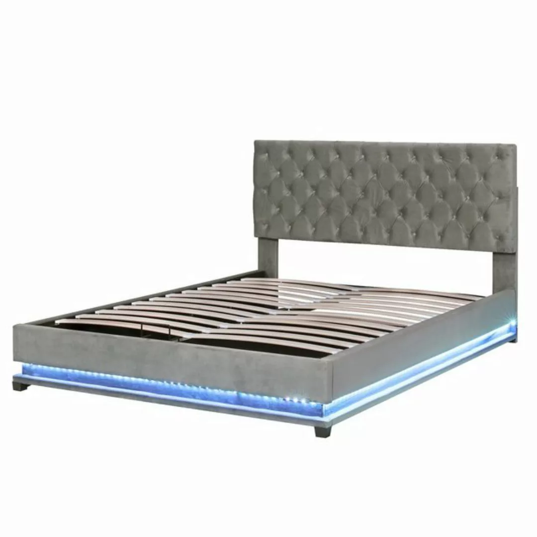 OKWISH Polsterbett Doppelbett Stauraumbett Bett mit Lattenrost ohne Matratz günstig online kaufen