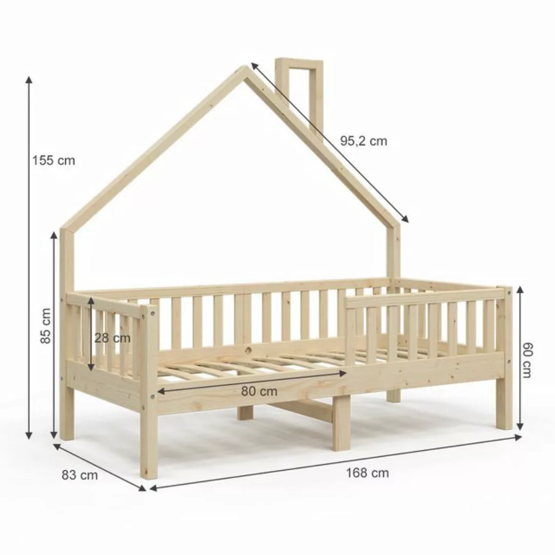 VitaliSpa® Hausbett Kinderbett Spielbett Noemi 80x160cm Natur Matratze günstig online kaufen