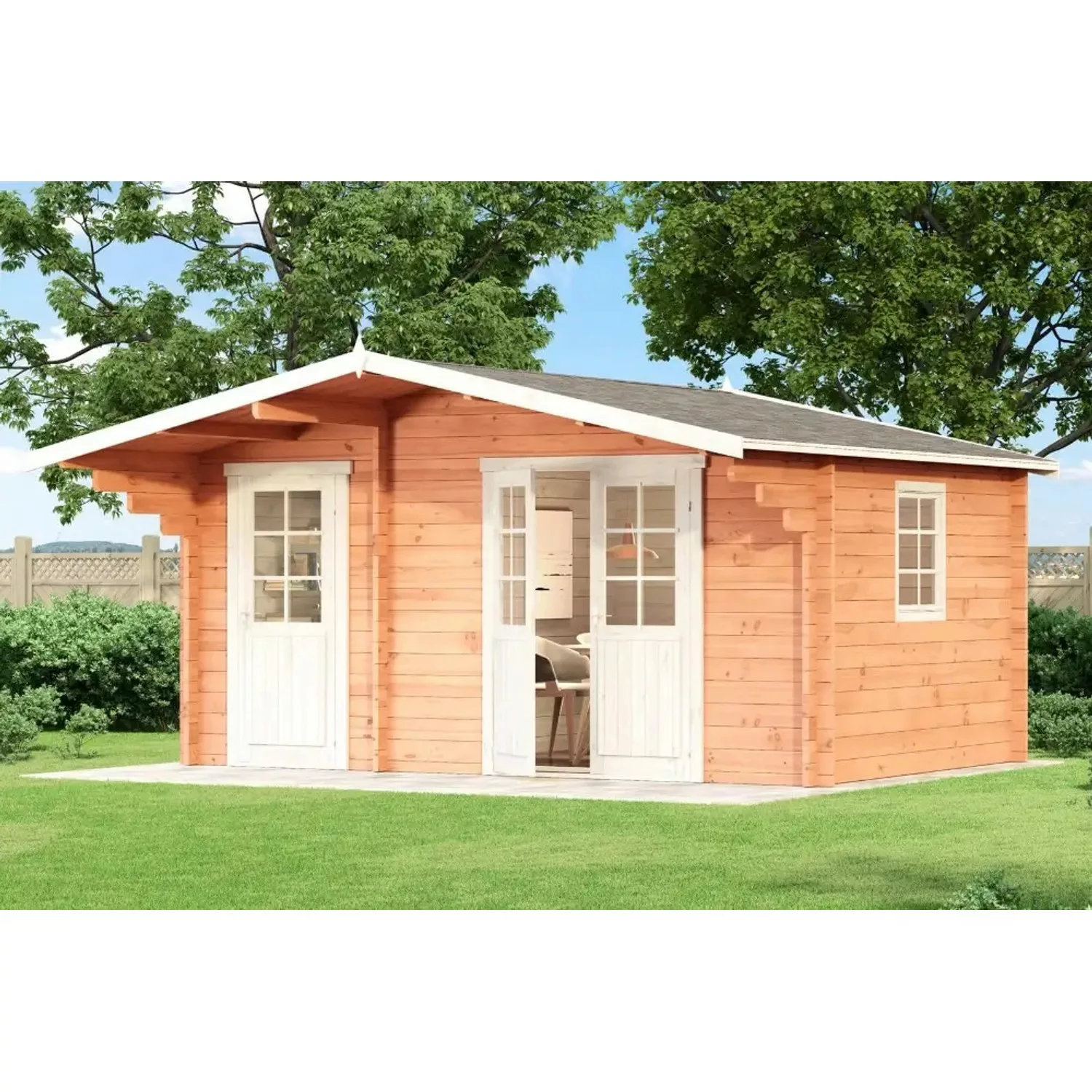 Alpholz Holz-Gartenhaus Brüssel Satteldach Druckimprägniert 450 cm x 290 cm günstig online kaufen