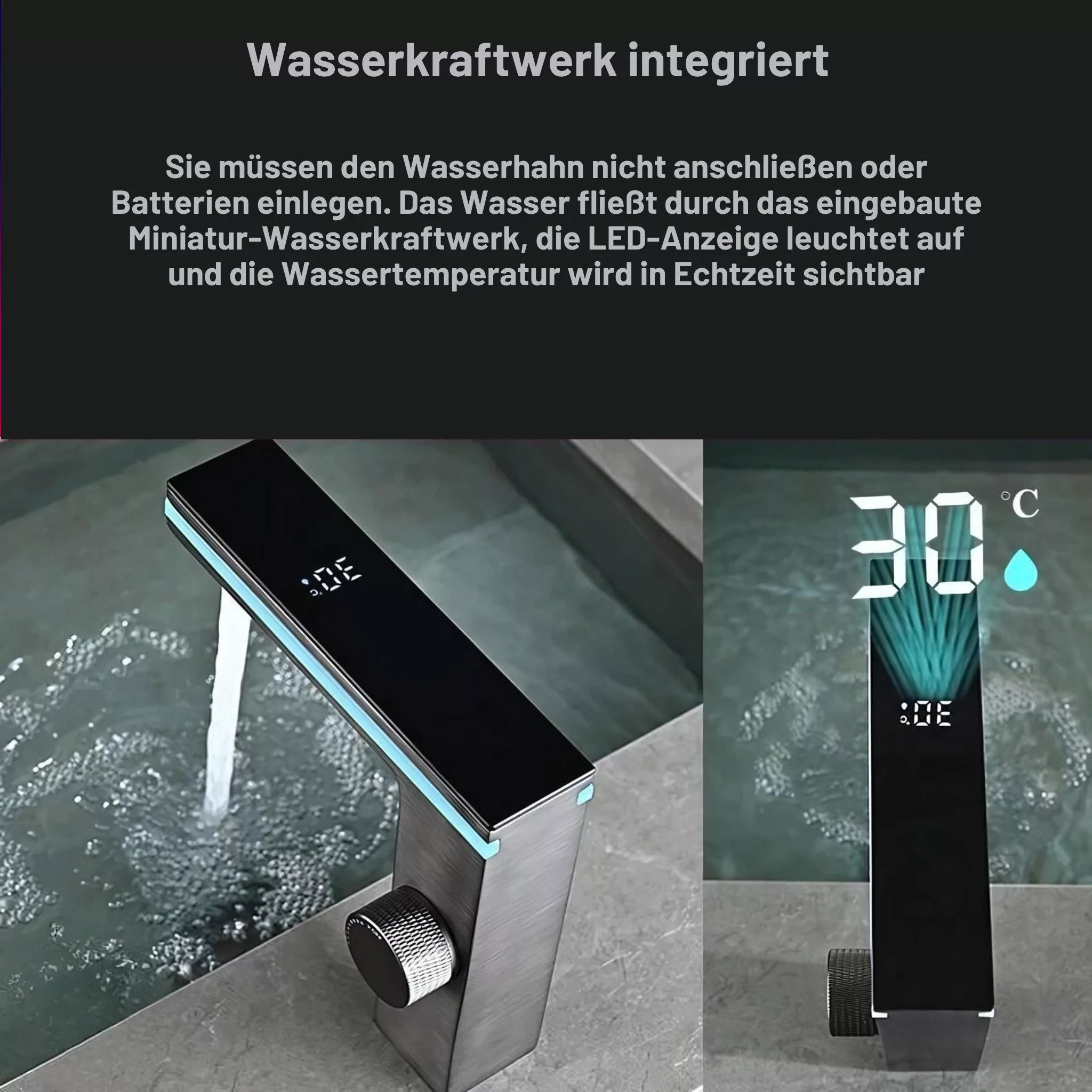 LuxaSteel Waschbeckenbrause Wasserhahn, Badarmatur, LED Wasserhahn günstig online kaufen