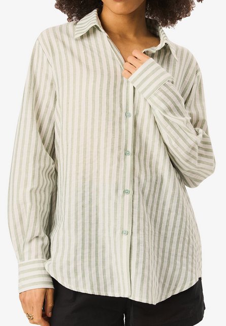 GINI LONDON Langarmhemd Gini Linen Salbeigrünes Leinenhemd mit übergroßen S günstig online kaufen