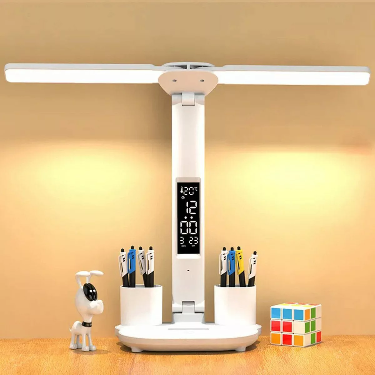 Insma LED Schreibtischlampe Doppelkopf Tischlampe USB günstig online kaufen