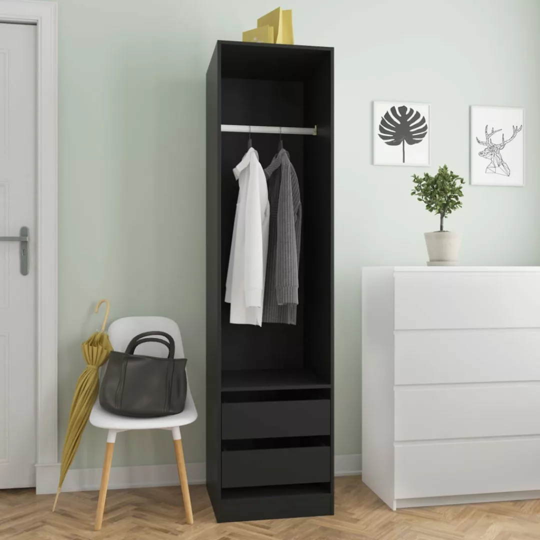 Kleiderschrank Mit Schubladen Schwarz 50×50×200 Cm Spanplatte günstig online kaufen