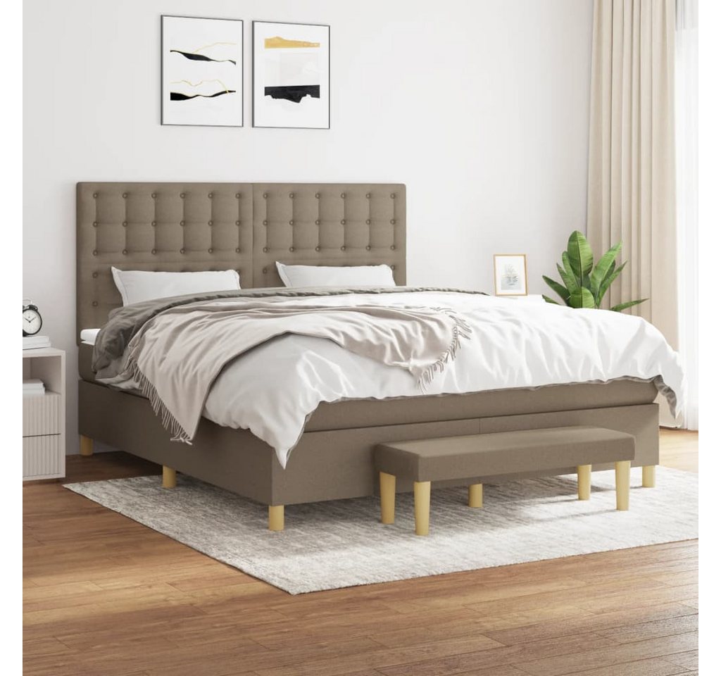 vidaXL Boxspringbett Boxspringbett mit Matratze Taupe 180x200 cm Stoff Bett günstig online kaufen