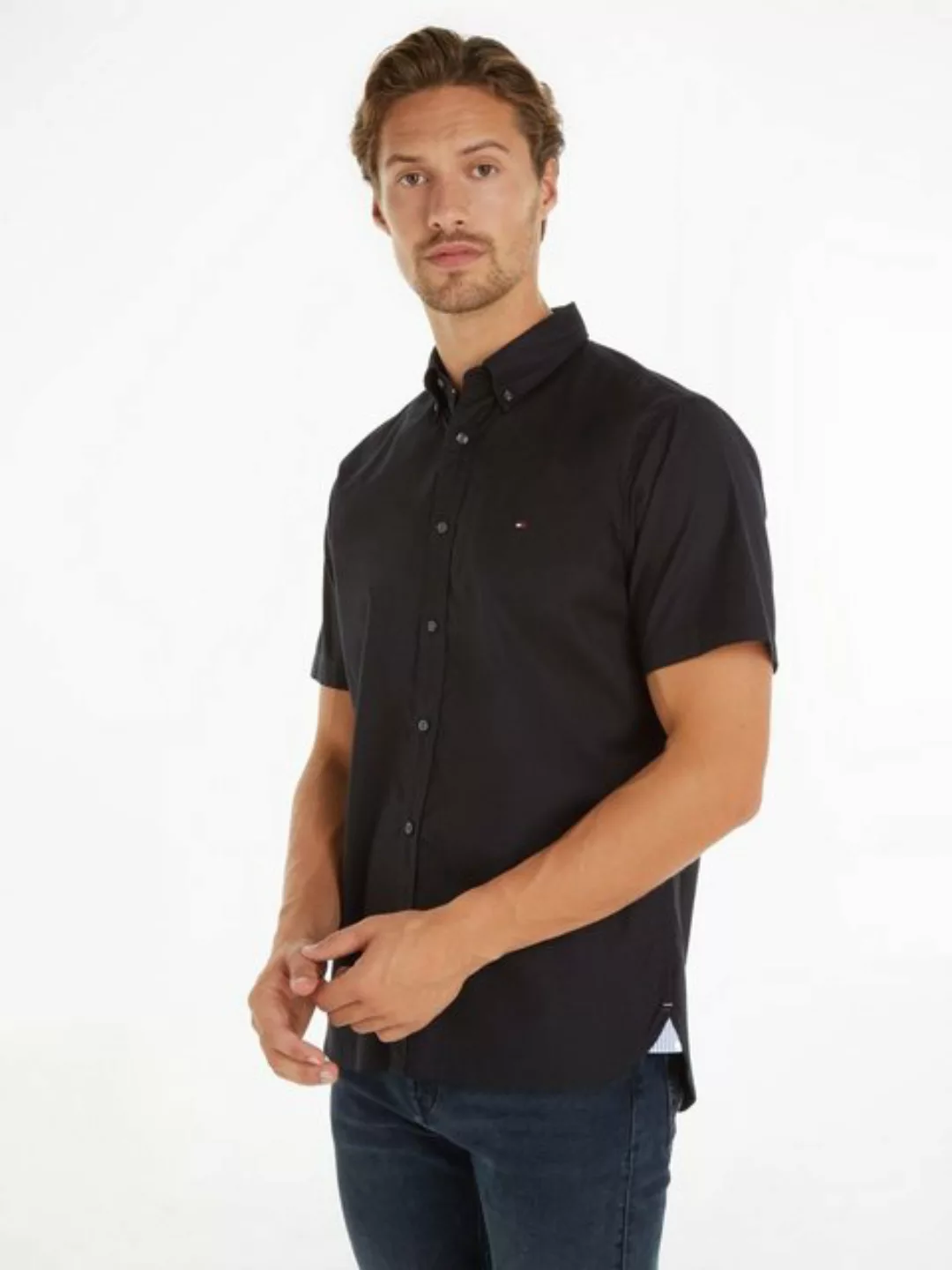 Tommy Hilfiger Kurzarmhemd FLEX POPLIN RF SHIRT S/S mit Hemdblusenkragen günstig online kaufen