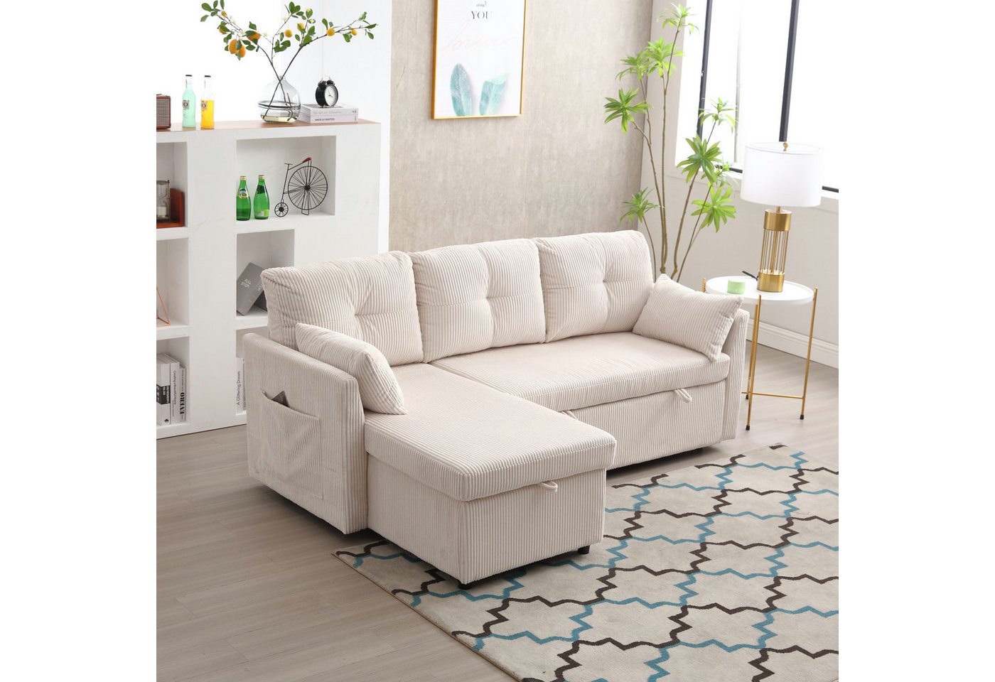 MODFU Sofa Modulares Ecksofa L-förmiges modulares Sofa, mit umkehrbarer Cha günstig online kaufen