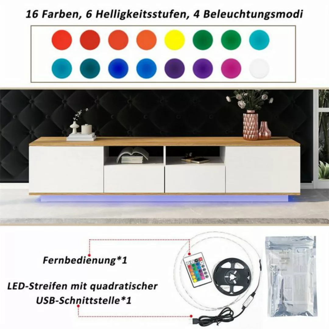 Fangqi TV-Schrank 180cm TV-Schrank mit LED-Licht,2 Schränken,2 Schubladen,2 günstig online kaufen