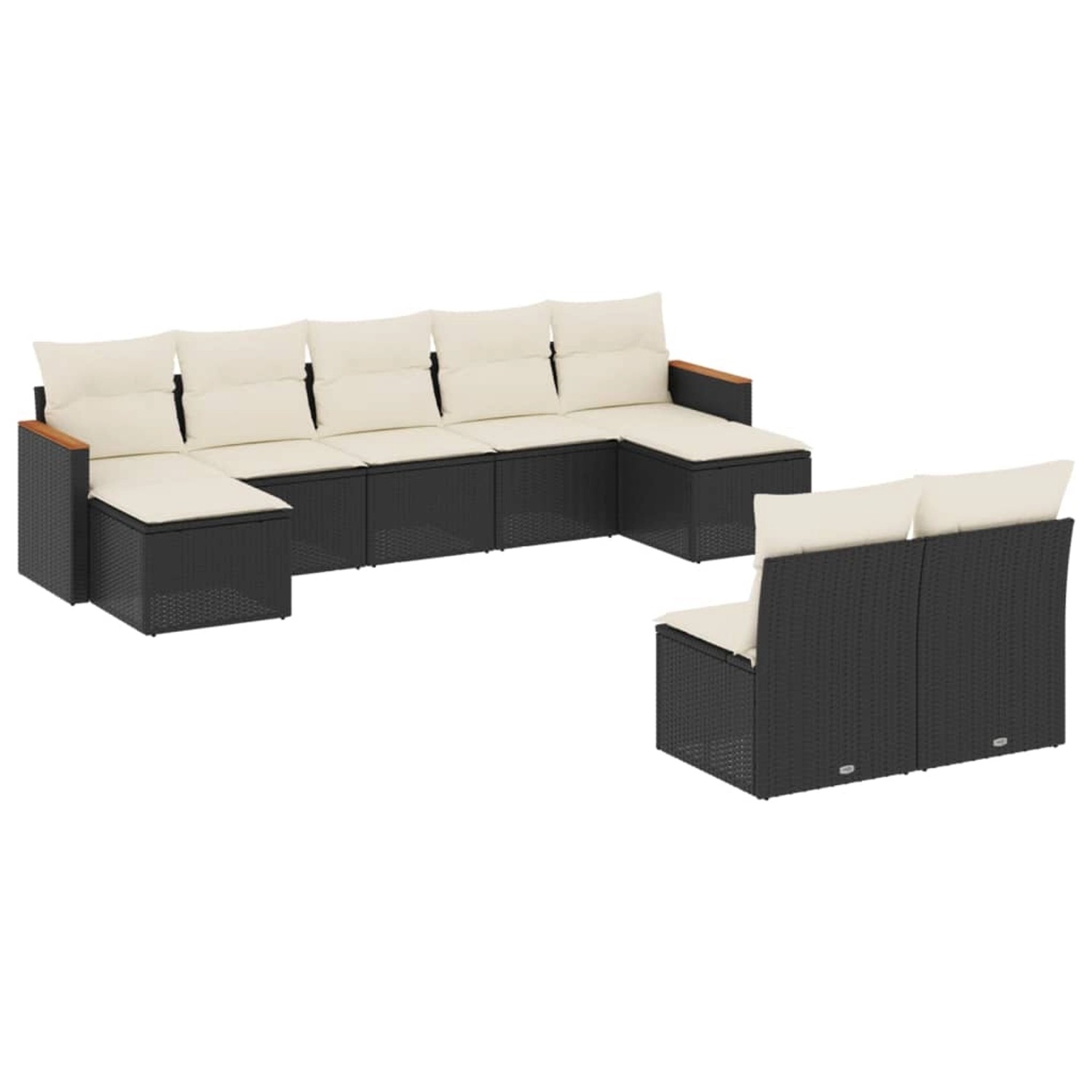 vidaXL 9-Tlg Garten-Sofagarnitur mit Kissen Schwarz Poly Rattan 3226371 günstig online kaufen