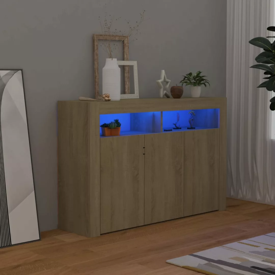 Sideboard Mit Led-leuchten Sonoma-eiche 115,5x30x75 Cm günstig online kaufen