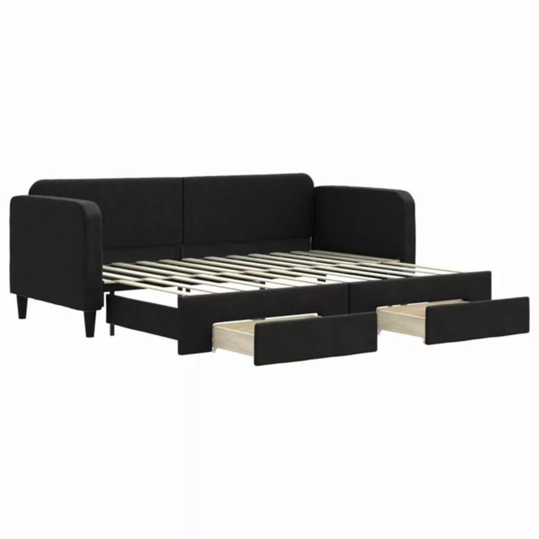 vidaXL Gästebett Gästebett Tagesbett Ausziehbar mit Schubladen Schwarz 80x2 günstig online kaufen