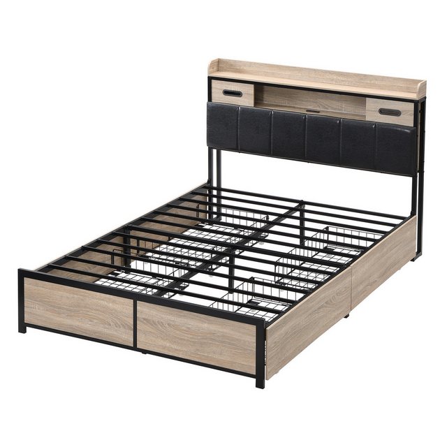 KoDise Metallbett Doppelbett Stauraumbett mit Stauraum-Kopfteil und Metall günstig online kaufen