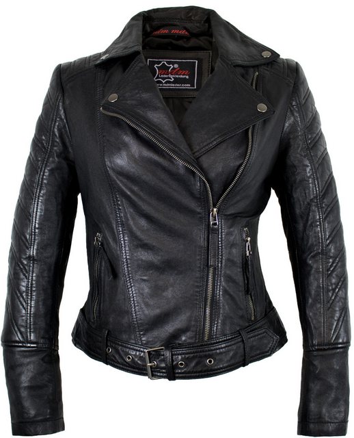 MDM Bikerjacke Damen Lederjacke Echtleder Leichte Sommer Lederjacke für Dam günstig online kaufen