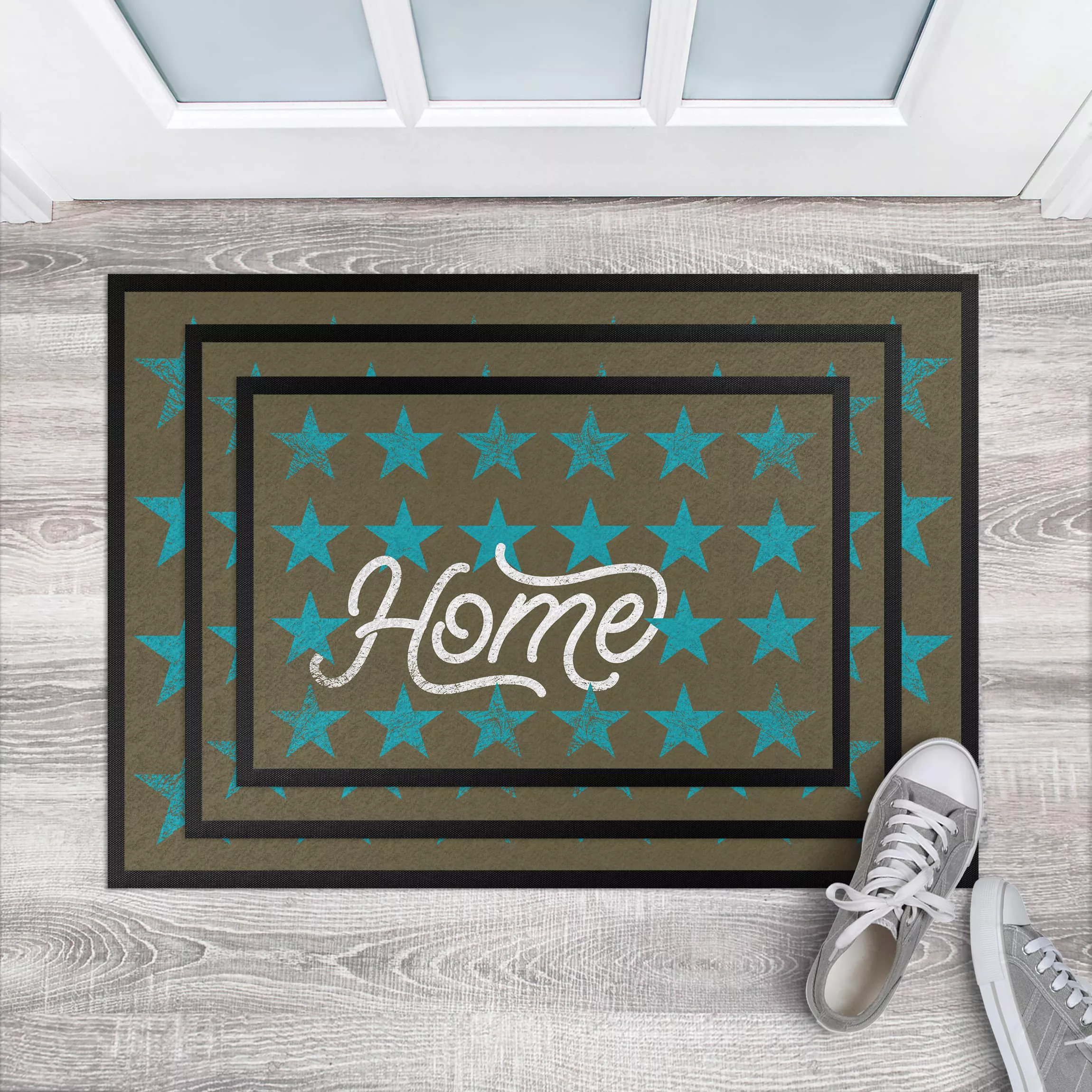 Fußmatte Muster & Textur Home Sterne braun türkisblau günstig online kaufen