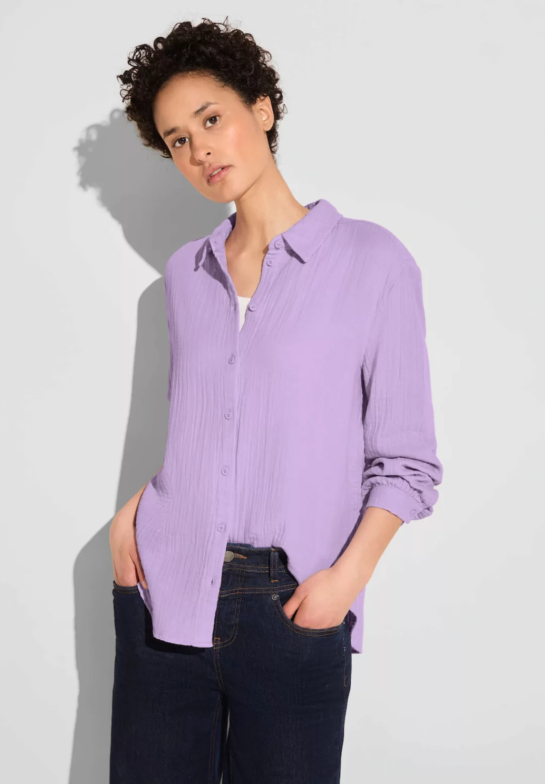 STREET ONE Blusenshirt Muslin_solid oversized shirtco, smell of lavender günstig online kaufen