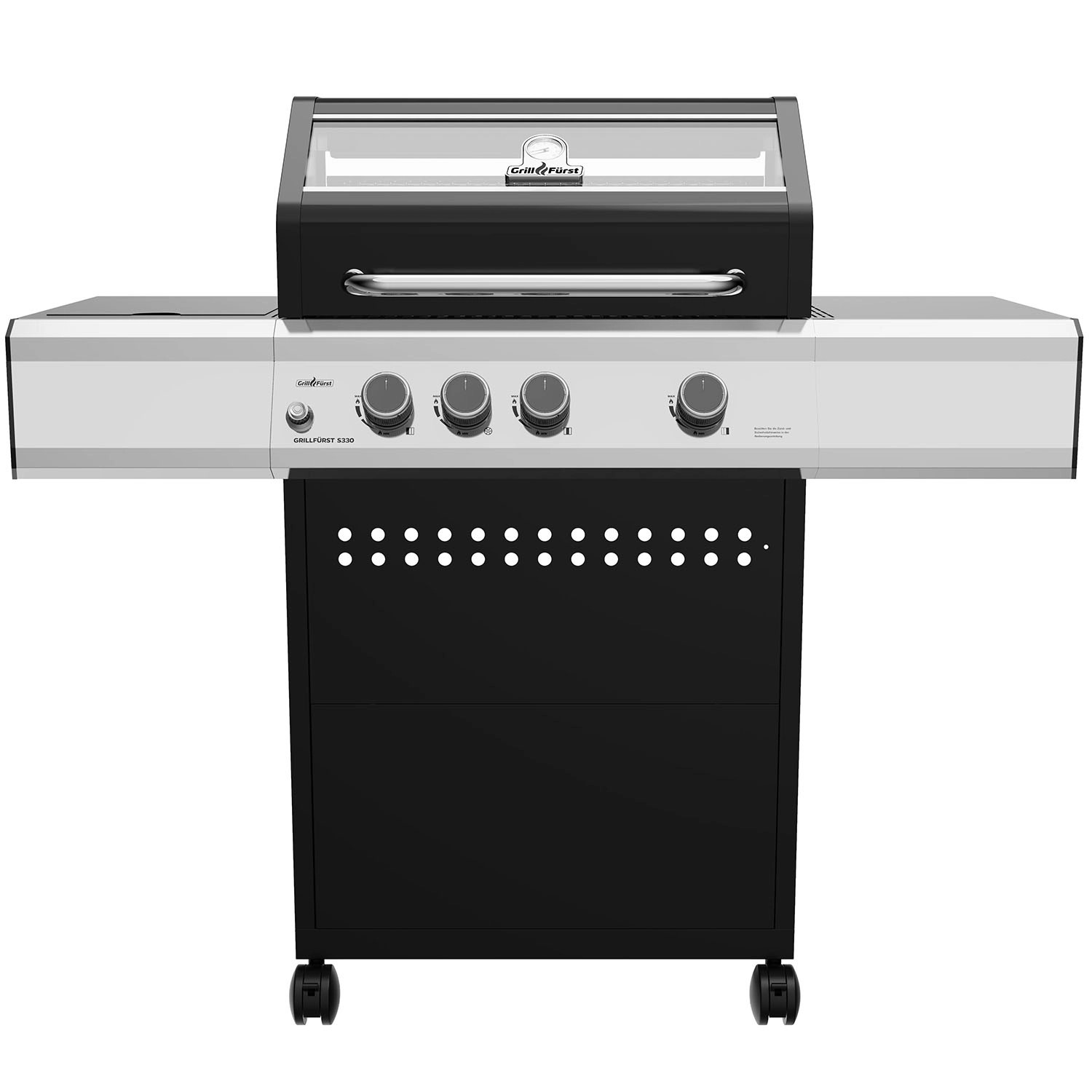 Grillfürst S330G Gasgrill mit 3 Brennern Seitenkocher und Gusseisen Grillro günstig online kaufen