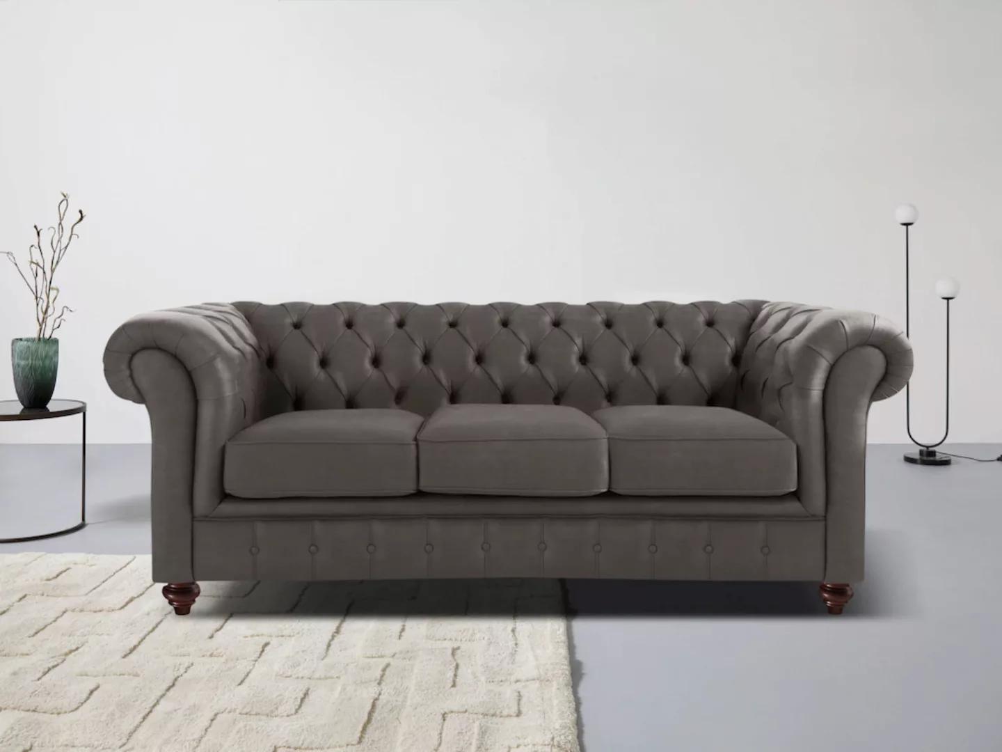 Home affaire Chesterfield-Sofa Chesterfield 3-Sitzer B/T/H: 198/89/74 cm, m günstig online kaufen