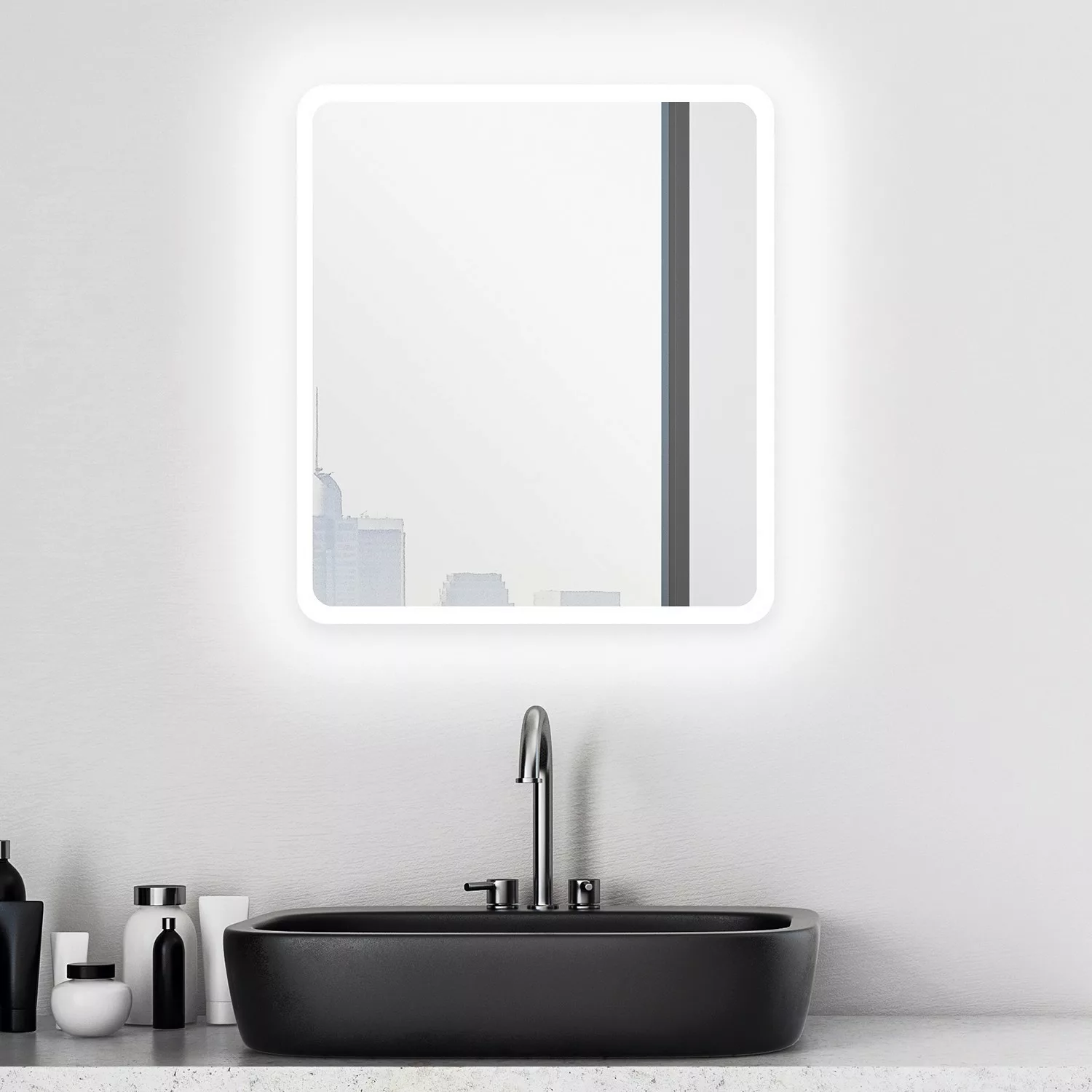 DSK Design LED-Lichtspiegel Silver Luna 40 cm x 45 cm günstig online kaufen