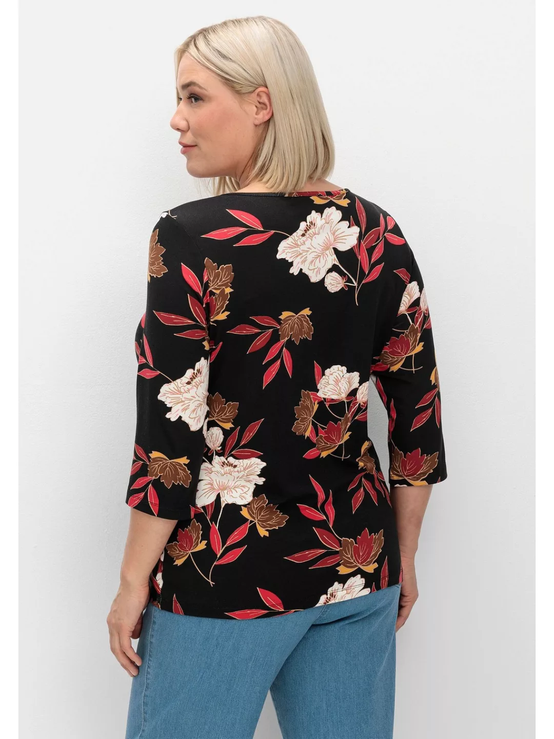 Sheego 3/4-Arm-Shirt "Große Größen", mit Blumenprint, aus Viskosejersey günstig online kaufen