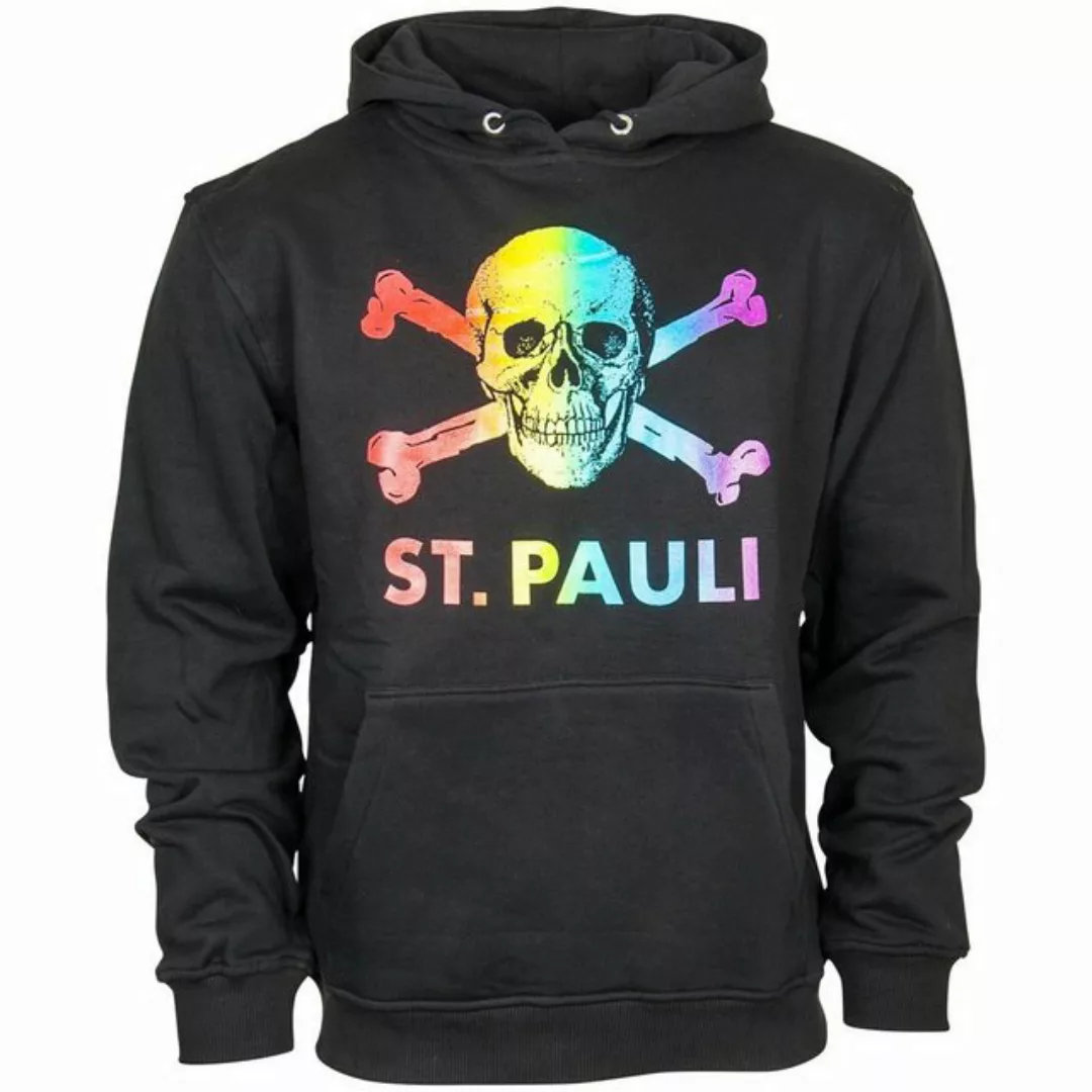 FC St. Pauli Kapuzenpullover Hoodie Totenkopf Regenbogen Groß (Schwarz) günstig online kaufen