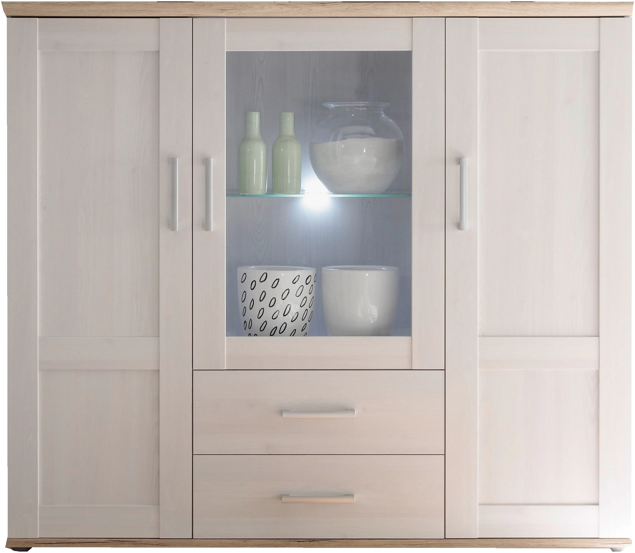 HBZ Highboard "Romance Landhaustil mit LED-Beleuchtung, BxHxT 156x137x46 cm günstig online kaufen