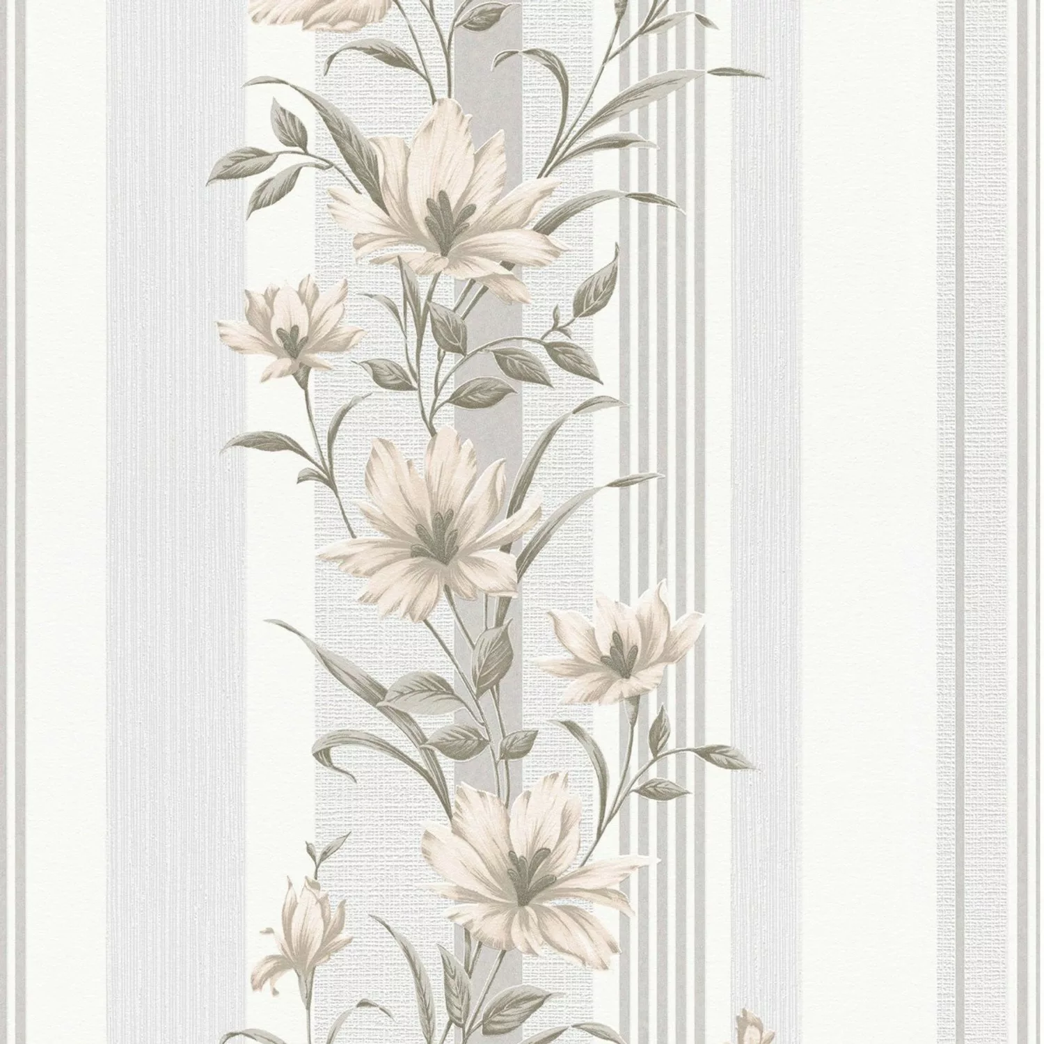 Bricoflor Landhaus Tapete mit Streifen und Blumen Gestreifte Vliestapete Ro günstig online kaufen
