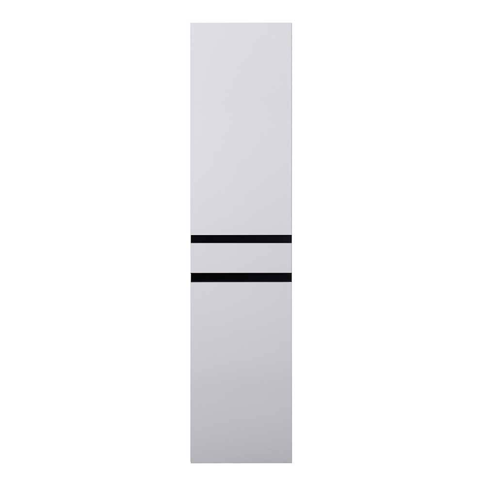 Bad Hochschrank weiß schwarz in modernem Design 179 cm hoch günstig online kaufen