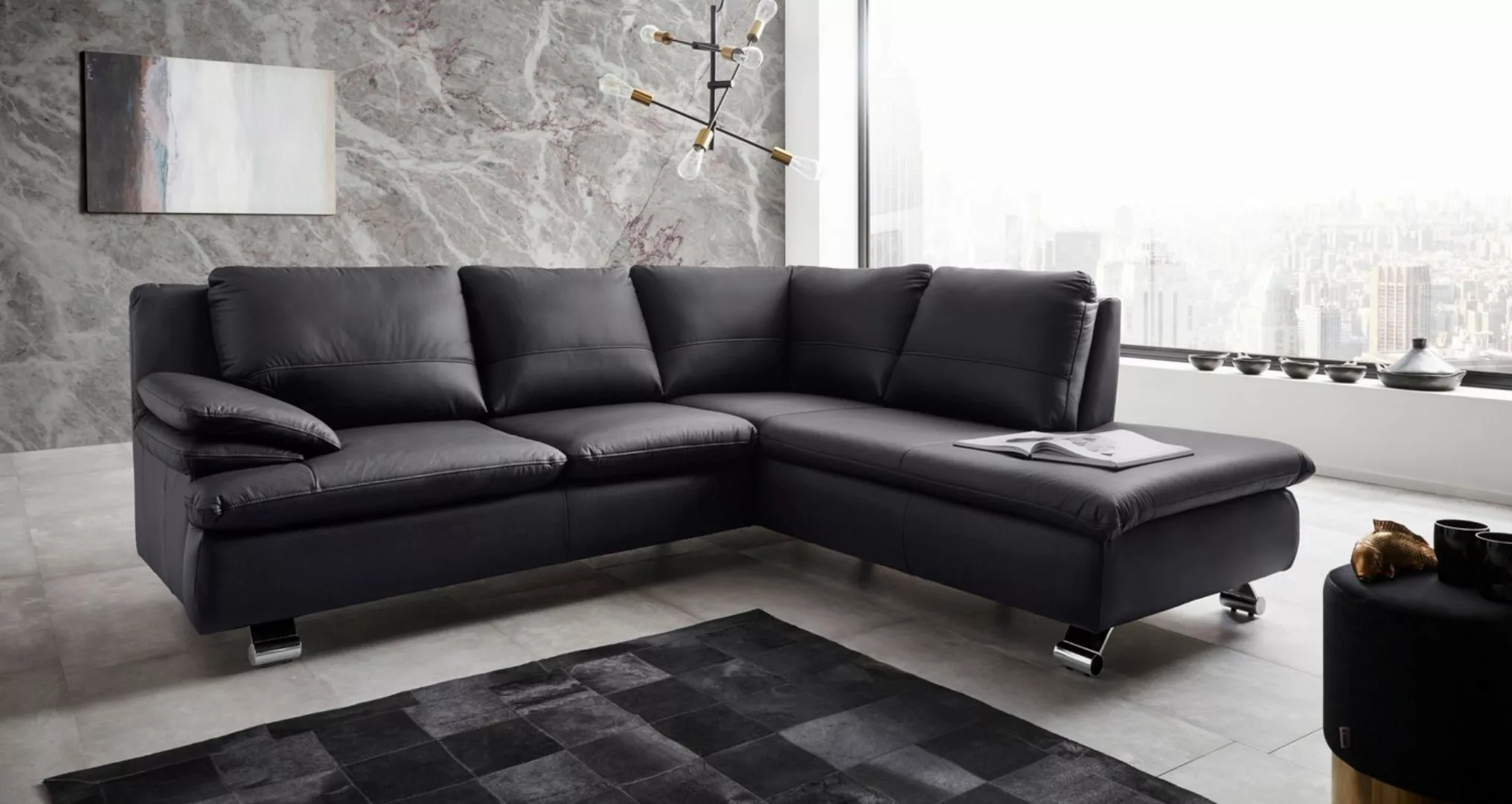 PLACES OF STYLE Ecksofa "Drover L-Form", in Echtleder günstig online kaufen