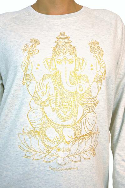 Yogicompany - Damen - Yoga Sweatshirt "Ganesha" Creme/gold günstig online kaufen
