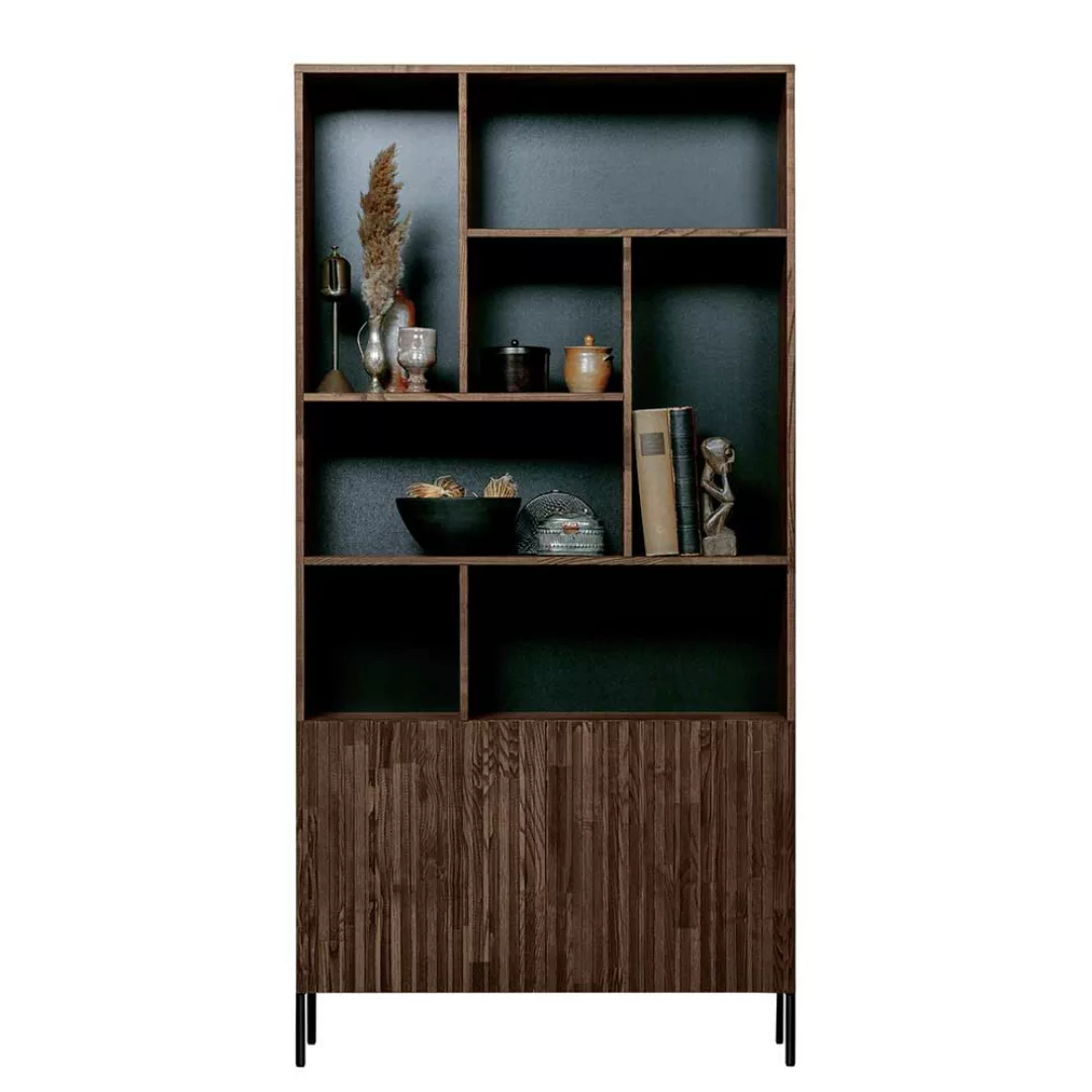 Wohnzimmer Regal modern in Esche Braun 200 cm hoch 100 cm breit günstig online kaufen