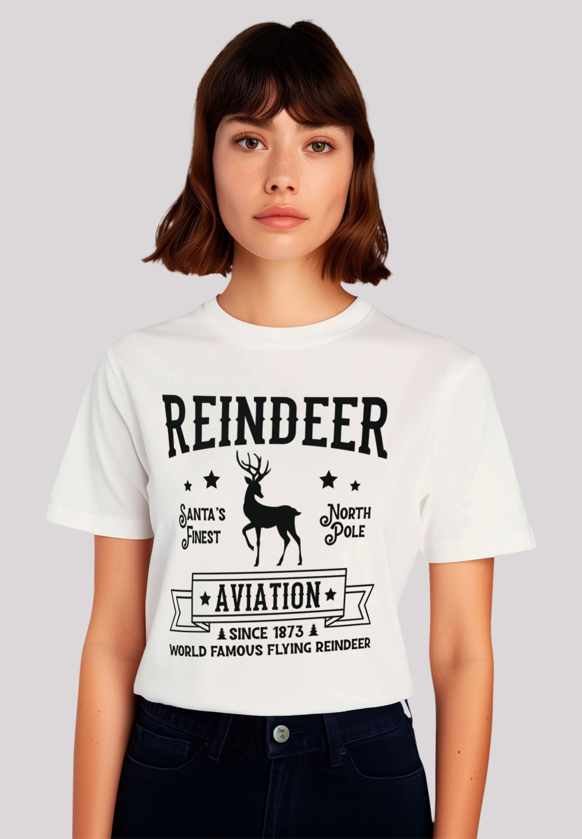 F4NT4STIC T-Shirt "Reindeer Aviation Retro Weihnachts Sign", Premium Qualit günstig online kaufen