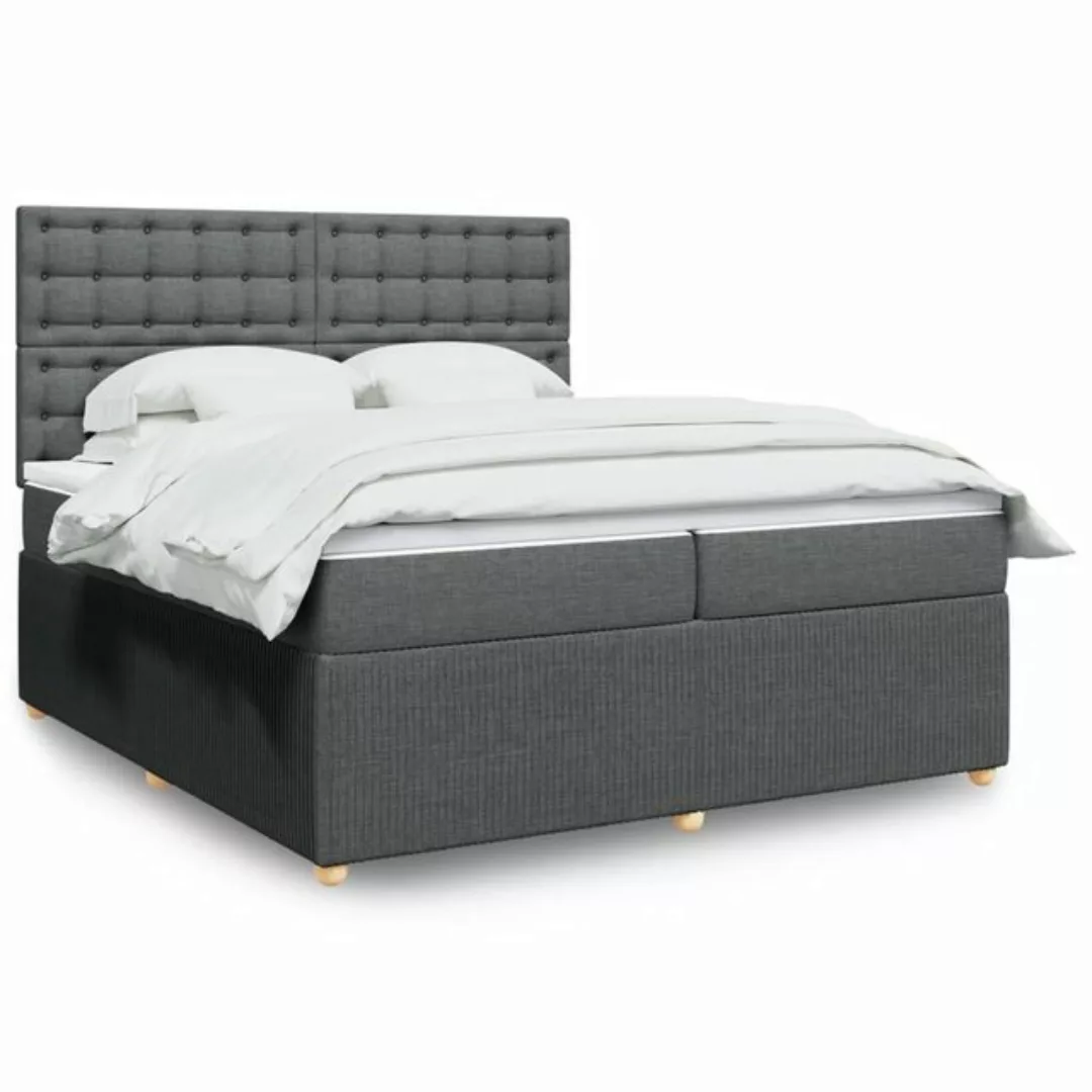 vidaXL Boxspringbett, Boxspringbett mit Matratze Dunkelgrau 200x200 cm Stof günstig online kaufen