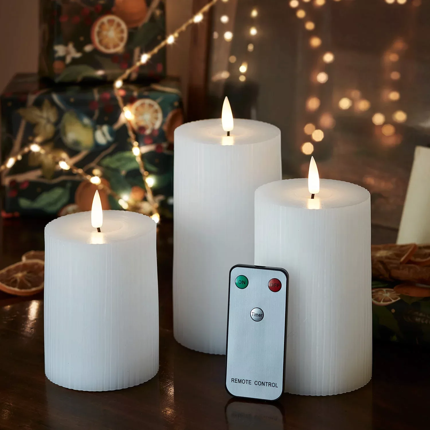 TruGlow® LED Kerzen Trio geriffelt weiß mit Fernbedienung günstig online kaufen