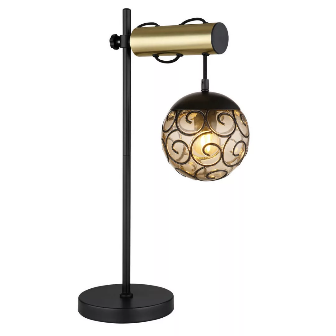 GLOBO Tischleuchte schwarz Rauch Metall Kunststoff B/H/T: ca. 18x55x34 cm E günstig online kaufen