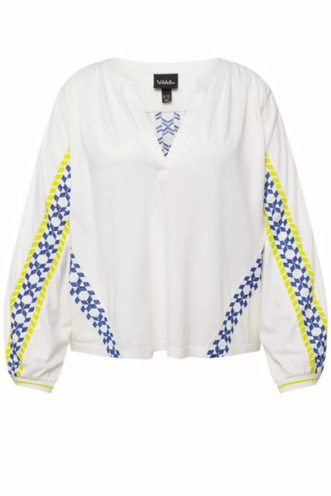 Ulla Popken Satinbluse Bluse Leinenmix Oversized Tunika-Ausschnitt günstig online kaufen