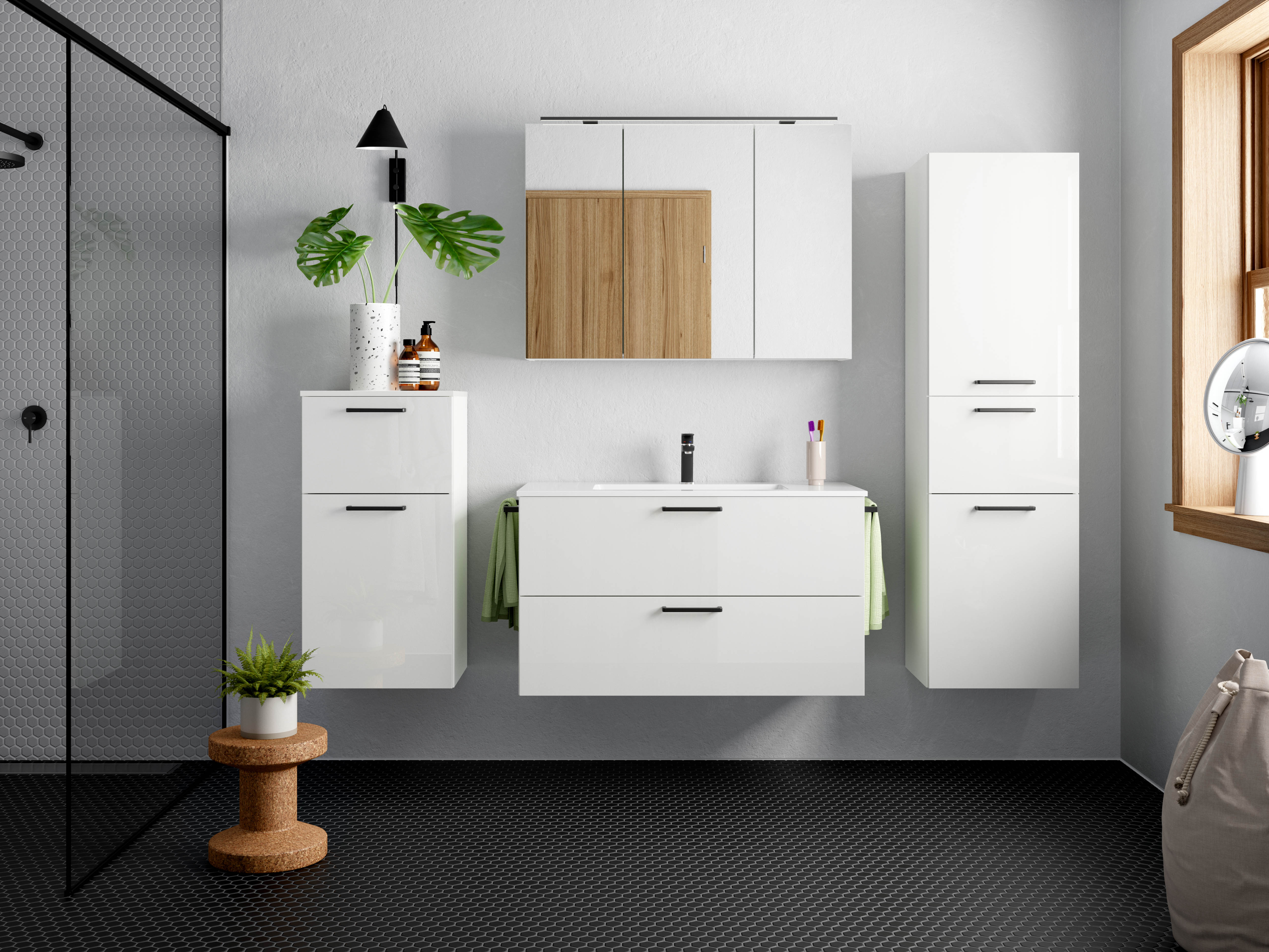nobilia® Badmöbel-Set Tolvina, (4-St., vormontiert, mit günstig online kaufen